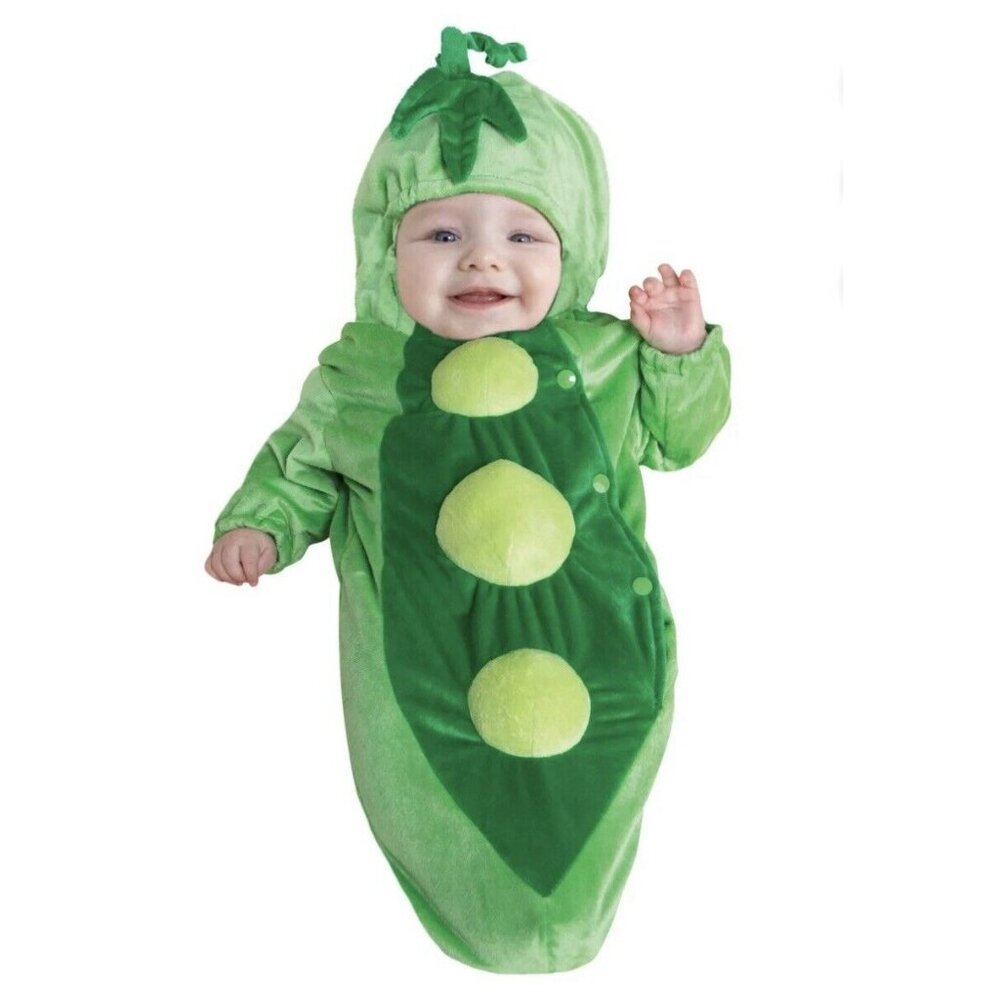 Pea Veggie Peapod Bunting Halloween Costume Baby Infant Size 0-6M Farm Vegetable